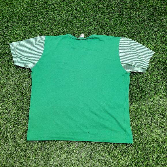 Vintage 80s MOD Striped Crop-Top Shirt Women Large 20x21 USA - Picture 2 of 15